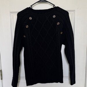 SHEIN Black Knit Sweater with Button Details